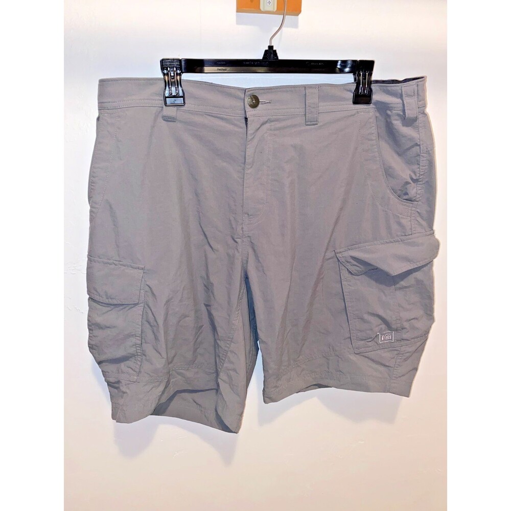 REI Cargo Shorts Mens XL Gray Nylon Elastic Waist Outdoors Hiking Zip Pocket